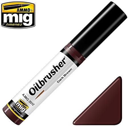 Ammo of Mig Oilbrusher Dark Brown - Oil Paint with Fine Brush Applicator #3512