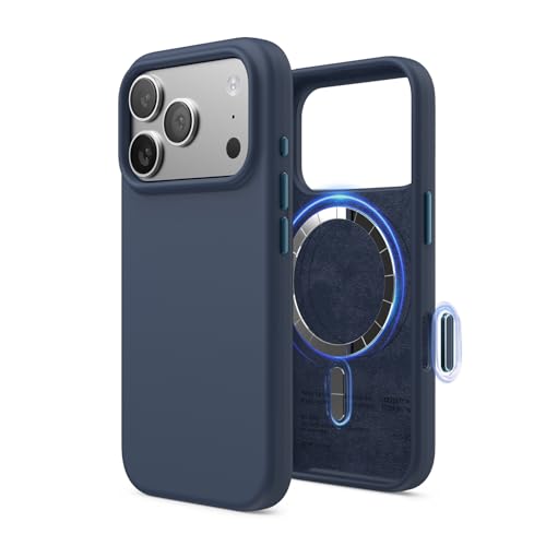 elago iPhone 17 Pro (6.3") Liquid Silicone Magnetic Case - MagSafe Compatible, Shockproof, Slim, Soft-Touch Finish (Indigo Jeans)