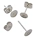 TOAOB 500pcs Stainless Steel Earring Posts Hypoallergenic Flat Pad Earring Studs with Butterfly Earring Backs and Rubber Earring Backs for Jewelry Making