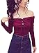 Blooming Jelly Women's Front Lace Up Off Shoulder Long Sleeve Crop Tops
