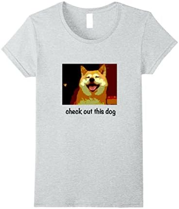 Women's Funny Cute Dog Shiba Inu T-shirt Ask Me To Turn Around Tee Medium Heather Grey