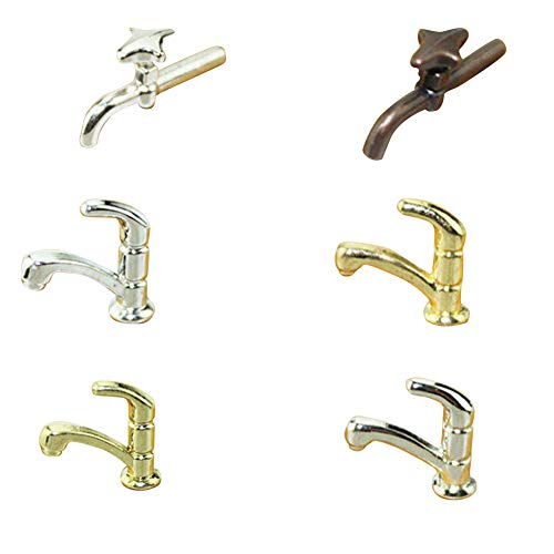 Shentesel Miniature Alloy Water Tap Toy Dollhouse DIY Furniture Accessories Decor Gift - Random Pattern - Thumbnail 4