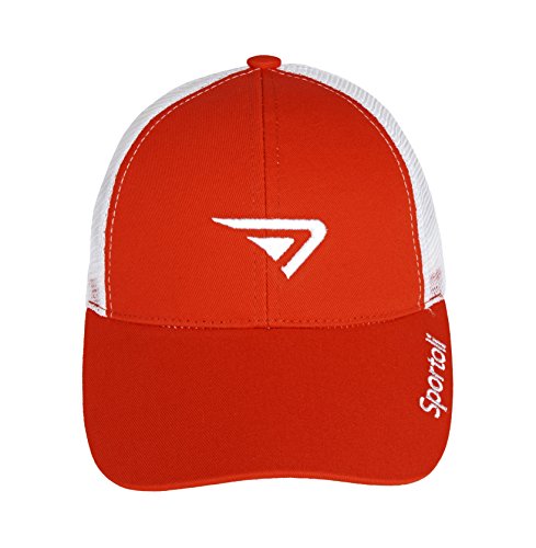 Sportoli8482; Adult and Kids Cotton Blend and Mesh Snapback Trucker Baseball Cap Hat - Red
