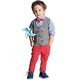 Boys Waistcoat, Kids Suits ＆ Gentleman Sets with Vest + Bowknot Shirt + Pants for Daily Wear Special Occasion