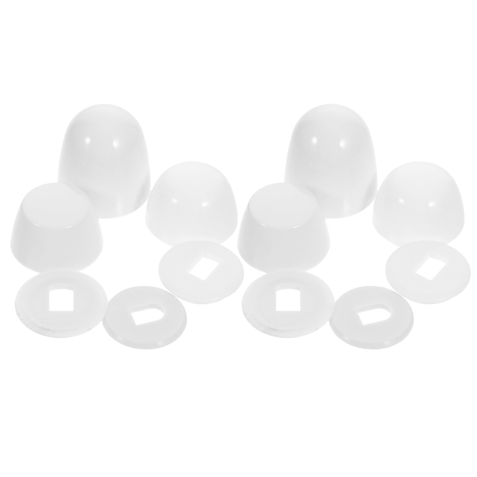 Alipis Universal Toilet Bolt Caps: 2 sets Round Plastic Push-On Toilet Bowl Bolt Caps Covers - with Extra Washers for Easy installation - 0.8Inch Height - White Color