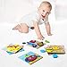 Wooden Jigsaw Puzzles Toys for 1 2 3 Years Old Girls Boys Toddler Toys Shape & Color Words Cognitive Skill Learning Early Educational Toys Gifts with Random Pattern Sticker Gift