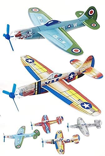 Schylling Retro Gliders - Gliding Planes with Spinning Propellers (Pack of 4)
