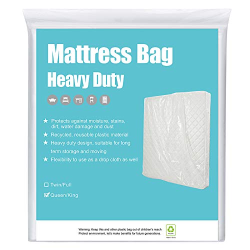 [2Pack 5Mil] HOMEIDEAS Mattress Bag (Queen/King) for Moving and