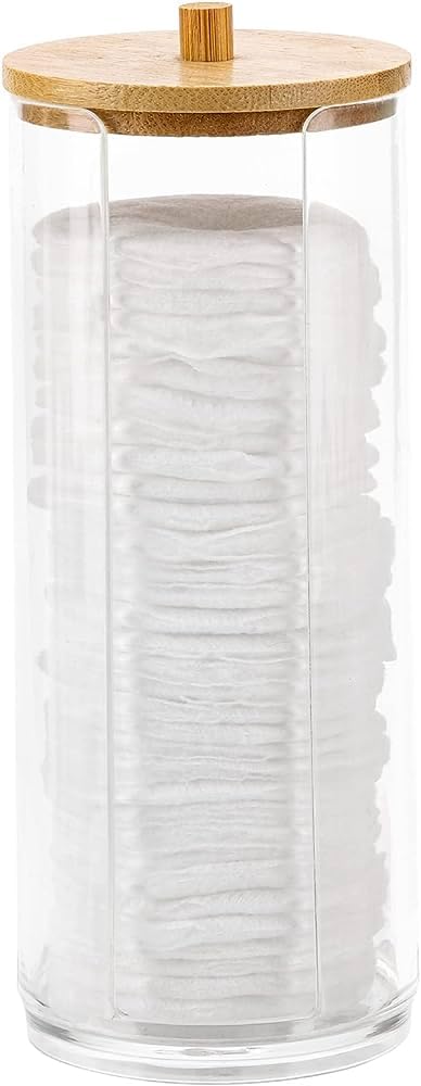 RJProducts RJP Bedroom Accessories/Makeup Organiser for Makeup Storage Bathroom storage, Cotton Pad Holder, Cotton Wool Holder. (Bamboo)