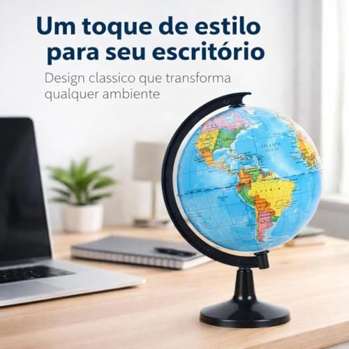 Globo Terrestre Político Giratório com Mapa Atualizado Países e Capitais BR