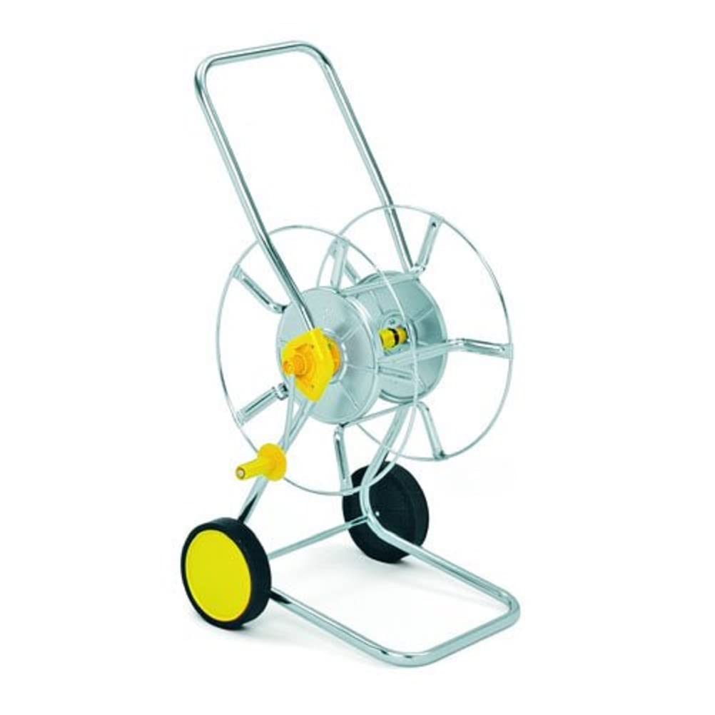 WOLF Garten Winding Reel Hose Reel Trolley, 50.0m 5/8" Cable, Yellow, Silver