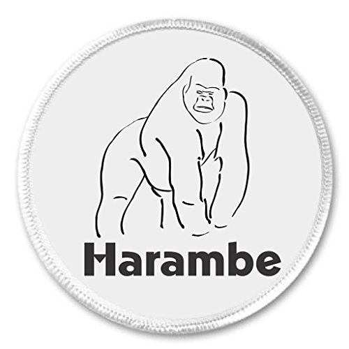 Harambe Black & White Outline the Western Lowland Gorilla 3" Sew On Patch
