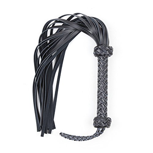 Plaisir Genuine Leather Flogger for Sex - Heavy Wooden Handle With Black Braided Leather - Adult Toy for Couples Roleplay