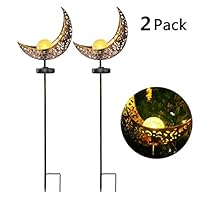 Toopify Garden Solar Lights Outdoor, 2 Pack Crescent Pathway Garden Stake Light Waterproof Warm White LED for Lawn Yard Patio Decoration