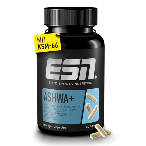 ESN Ashwa +, patentierter Ashwagandha Wurzelextrakt KSM-66®, 120 Kapseln