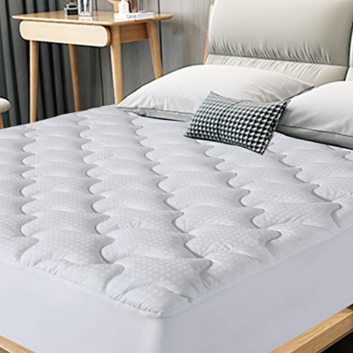 King-Mattress-Toppers-Cooling-Mattress-Pad-Pillow-Top-Mattress-Cover-Down-Alternative-Fill-Deep-Pocket-Cotton-Top-White