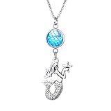 Monily Minimalist Mermaid Necklace Fish Scale Pendant Necklace for Women