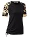 CLOVERY Women's Short Sleeve Top Raglan Floral Printed T-Shirt