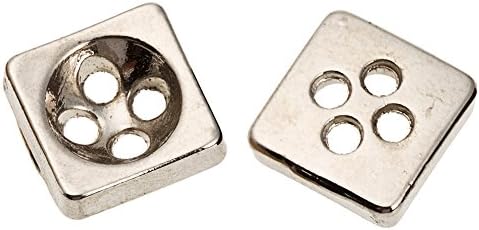 Silver Tone Square Metal Round Button 9mm IA172st