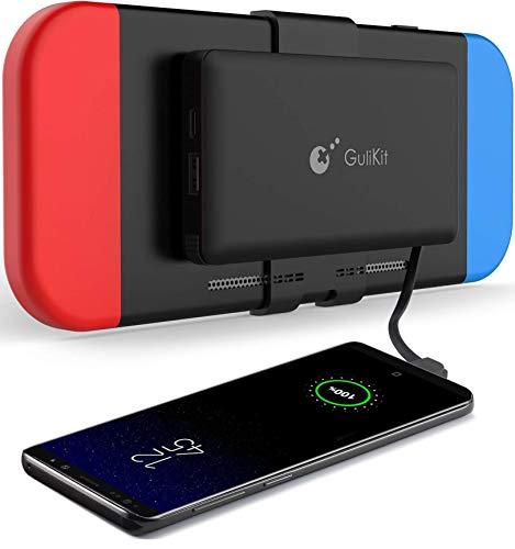 for Nintendo Switch Attached Power Bank, Marval.P GuliKit Battery Master, 10000mAh 5V/3A Flash Rechargeable Tech, Backup Battery Pack Charging Case for Extending 10+ Playing Hours