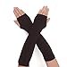 Flammi Women's Girls' Fingerless Arm Warmers Gloves Knit Thumb Hole Gloves (Coffee)