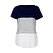 TOPUNDER Casual Stripe Triple T-Shirt Women Short Sleeve Color Block Blouse