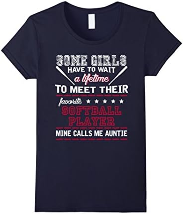 Women's My Favorite Softball Player Call Me Auntie T-Shirt XL Navy