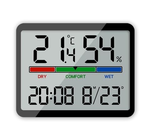 Kinberry Temperature and Humidity Monitor, Indoor Thermometer, Digital Room Thermometer, High Accuracy, LCD Display, with Alarm Clock Function, Time & Date Display, for Home, Baby Room, Greenhouse