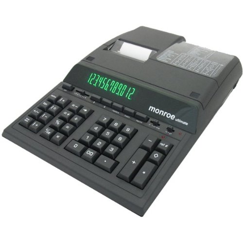 Monroe ULTIMATE Desktop 12 Digits Print/Display Calculator, IKT, Black