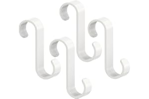 POOL FELLOWS S Hooks for Hanging,Heavy Duty S Shaped Hook, Thicken S Hanger for Plants, Bags, Clothes, Outdoor, Garden, Pool (White, 3.3 inches, 4pcs)