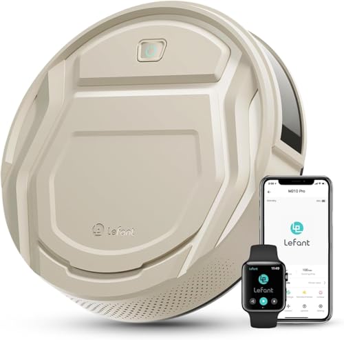 Lefant Aspirateur Robot Mince 2200Pa, Silencieux 55dB, Connecté avec WiFi/Bluetooth/Alexa/App, 120min d'Autonomie, Auto-Charge, Idéal pour Poils d'animaux Sols Durs, M210P Champagne