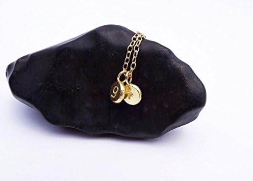18k solid gold initial pendant necklace. Kids/ Childrens/ baby monogram personalized disc. Mommy mom necklace. Small round disc pendant. Handmade artisan jewelry