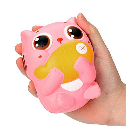 Morecome 10CM Cute Cat Cream Scented Squishy Slow Rising Squeeze Strap Kids Toys Gifts (A)