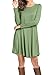 Peassa Womens Plain Long Sleeve Pockets Casual Swing T shirt Dress Green M