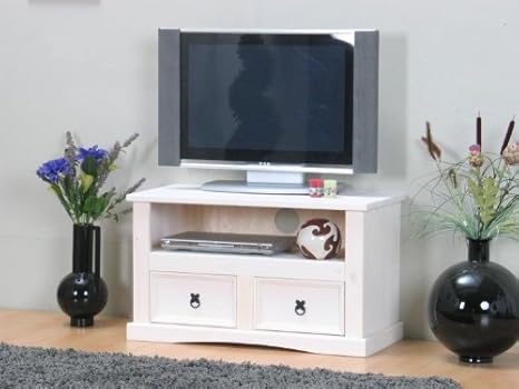TV Hifi Tisch 'New Mexiko' Mexico 2 Schubladen Fernsehschrank Schrank weiß