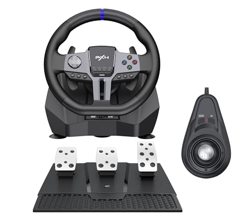 PXN V9 Gen2 Gaming Racing Wheel With magnetic Pedals and Shifter 270/900° Dual-Vibration Driver free, sim car Driving pc Steering Wheel for PC,PS4,PS3,Xbox one, Xbox Series X/S switch