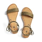 Rekayla Open Toe Tie Up Ankle Wrap Flat Sandals for