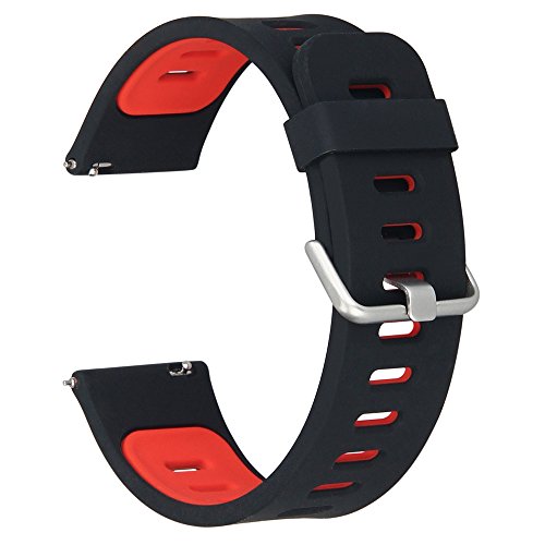 Gear S3 Frontier/ S3 Classic Watch Band, V-Moro 22MM Soft Silicone Replacement Sport Strap Rubber Wristband for Samsung Gear S3 Smart Watch Fitness Black/Red