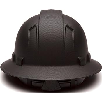 Full Brim Hard Hat, Adjustable Ratchet 6 Pt Suspension, Durable Protection Safety Helmet, Graphite Pattern Design, Black Matte, by AcerPal