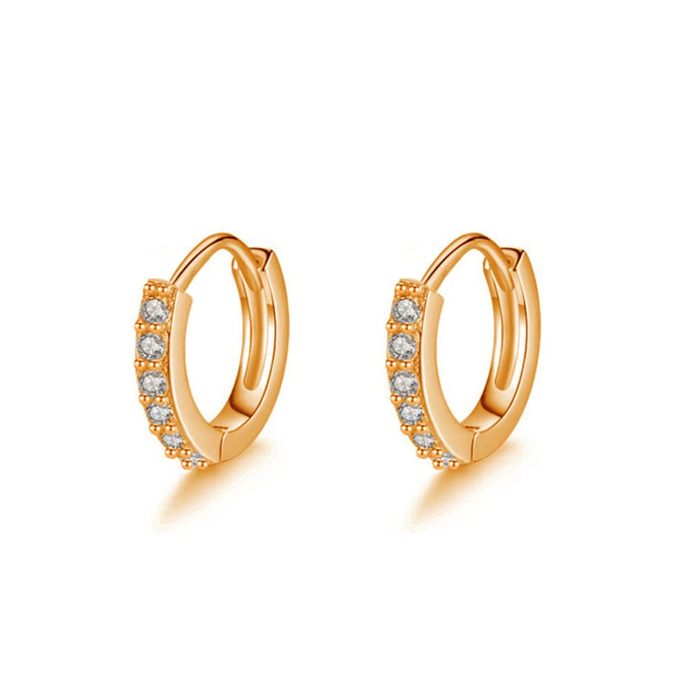 6mm Small Tiny Mini Hoop Earrings Cubic Zirconia Sterling Silver Ear Cuff for Cartilage Pierced Women Teen Girls Huggie Hoops Dainty Fashion Gifts stylish anniversary christmas holiday (Rose Gold)