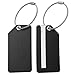 Small Luggage Tags with Privacy Cover & Metal Loop - (4pk, Black)