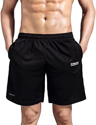 Duuluup Men 7" Running Shorts with Pockets Quick Dry Workout Shorts Breathable Mesh Sport Shorts (Black,XL)