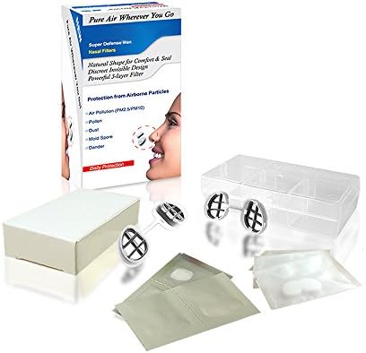 Allergy Relief Nasal Filters Ultra Defense Max Nose Filters by CoziBreath, Reduce Air Pollution Particles, Pollen, Dust, Mold, Dander Allergens Allergies, PM 2.5/10 Air Pollution(L-Slotted)(3 Counts)
