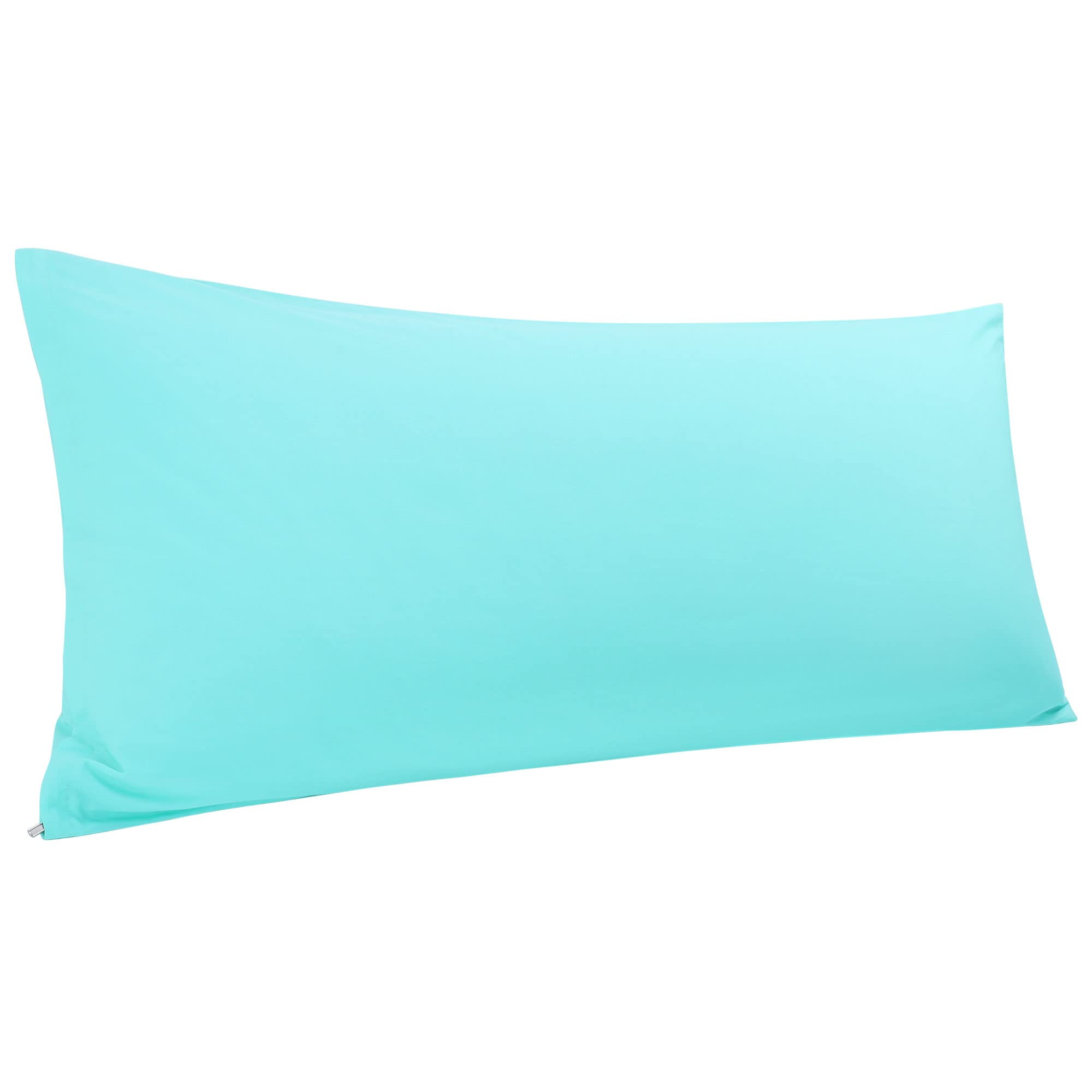PiccoCasa Body Pillow Cover Egyptian Cotton Bolster Pillow Cases - 300 Thread Count Super Soft and Breathable Long Body Pillowcase with Zipper Closure Cyan 20"x48"/ 4ft