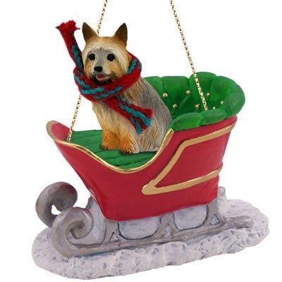 Silky Terrier Sleigh Ride Christmas Ornament - DELIGHTFUL! by Conversation Concepts