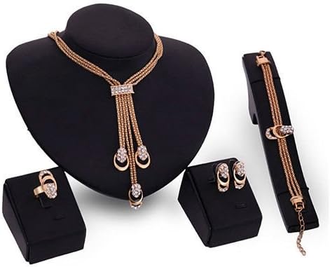 4Pcs Jewelry Set Evening Party Cubic Zirconia Necklace Earring Bracelet Ring Hot
