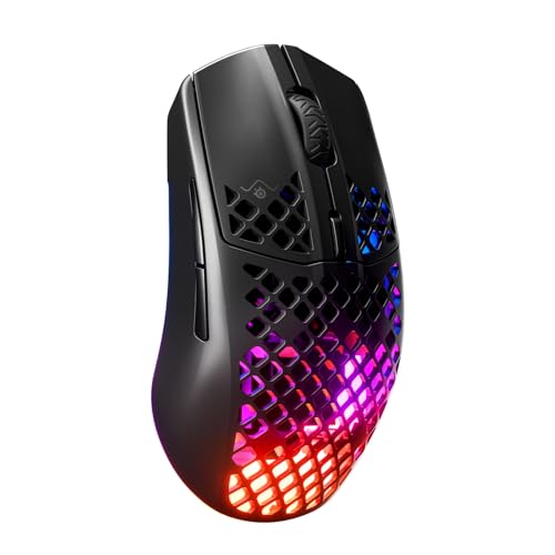 Aerox 3 Wireless - Souris gaming RGB trouée - Design étanche ultra-léger - Capteur optique 18K DPI TrueMove Air - Onyx