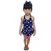 Jastore Baby Girls Swimwear One Piece Swimsuits Beach Wear with Headband (4-5T, Blue)