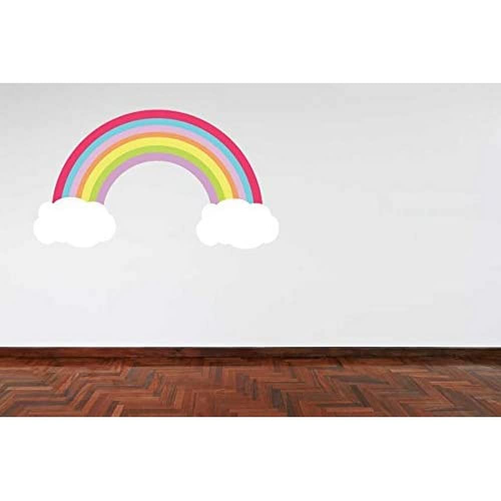 60 Second Makeover Limited Full Colour Pastel Colour Rainbow and Clouds Girls Bedroom Wall Sticker Decal Kids Bedroom Decoration Nursery Baby Room
