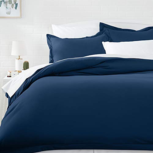 Amazon Basics LightWeight Microfiber Duvet Cover Set with Snap Buttons